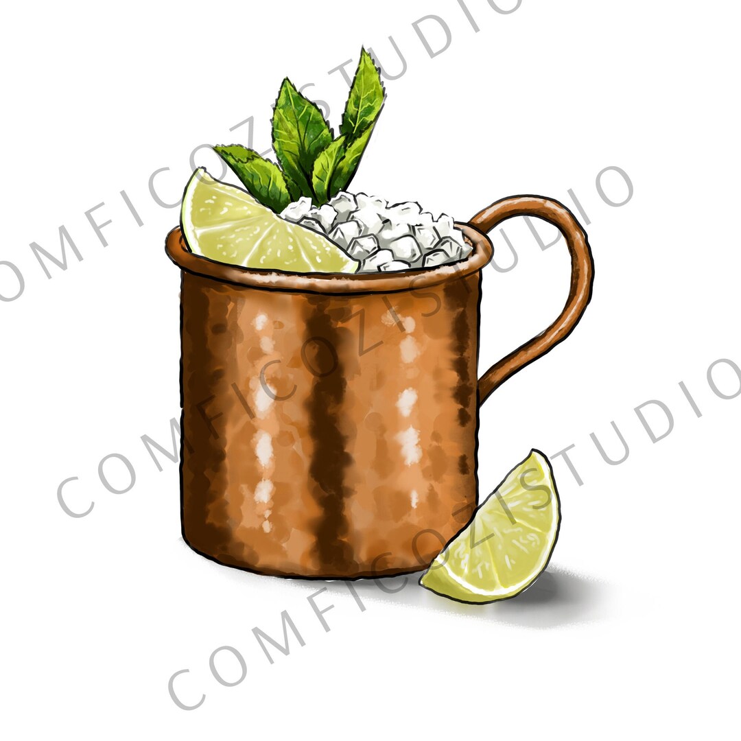 Moscow Mule Cocktail Alcoholic Drink Colored Clip Art PNG JPEG Digital