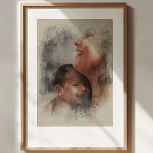 Watercolor Portrait, Family Portrait, Custom Portrait From Photo, Portraits From Photos, Personalized Gifts, First Mother&#39;s Day Gift