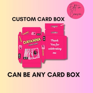 Scatola di gioco di carte stampabile personalizzata / Modello Canva modificabile / Bomboniera personalizzata / Download digitale