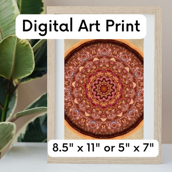 Cacao Mandala Digital Art Print, Plant Medicine, Cacao, Chocolate, Mandala, Kaleidoscope, Sacred Medicine Wall Decor, 5x7