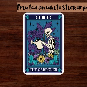 Der Gärtner Sticker, Skelett Sticker, freche Sticker, Plant Mom Sticker, Glänzende Sticker, Tarot Karte Sticker, Halloween Sticker