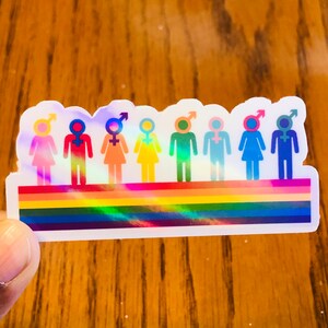 Rainbow pride holographic sticker, diecut sticker, pride sticker, LGBTQ+ rights sticker, pride month sticker