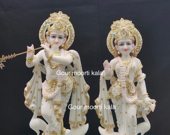 Marble Radha Krishna statue/ pure white marble radha Krishna statue/ Makrana marble radha Krishna murti/ Radha Krishna marble moorti