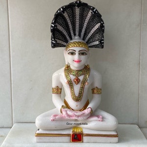 Jain murti Parshwanath/ marble Parshwanath murti/marble Parshwanath statue/makarana marble Parshwanath moorti/ makarana marble Parshwanathji