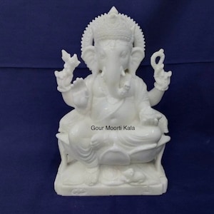 Makarana Marble Ganesh statue/ pure white marble Ganesh statue/100% real marble Ganesh murti/ marble Ganesh moorti/ecofriendly Ganesh statue
