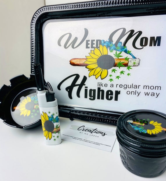 Art & Collectibles Wake and Bake CUSTOM rolling tray set tray, ashtray & jar Collectibles