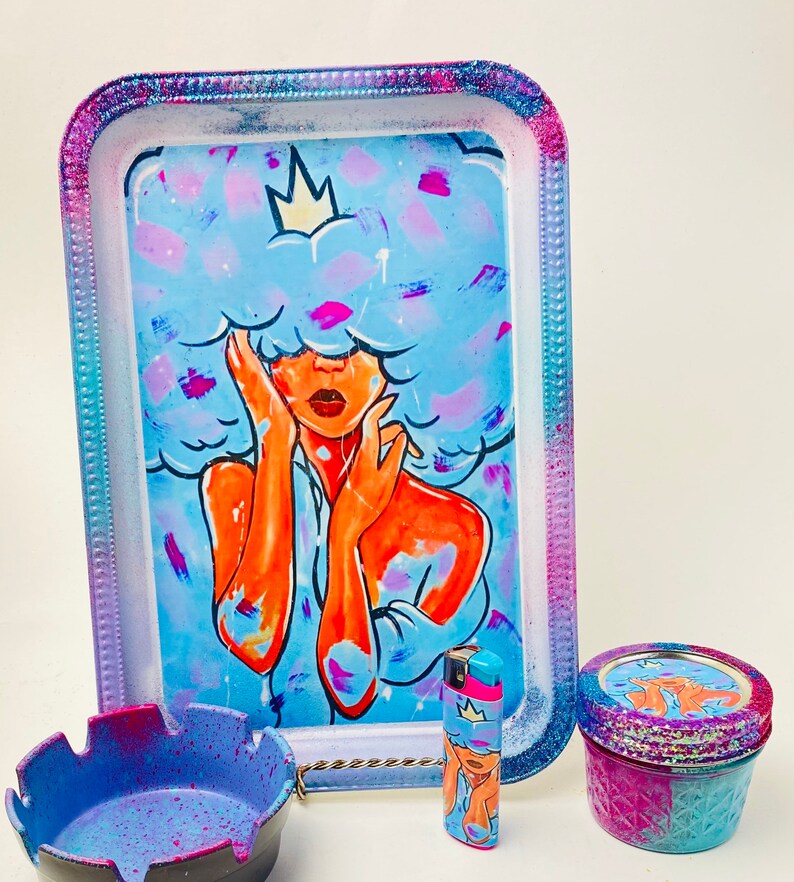 Rolling Tray Set Purple Rollup Tray Gift Set Personalized Etsy