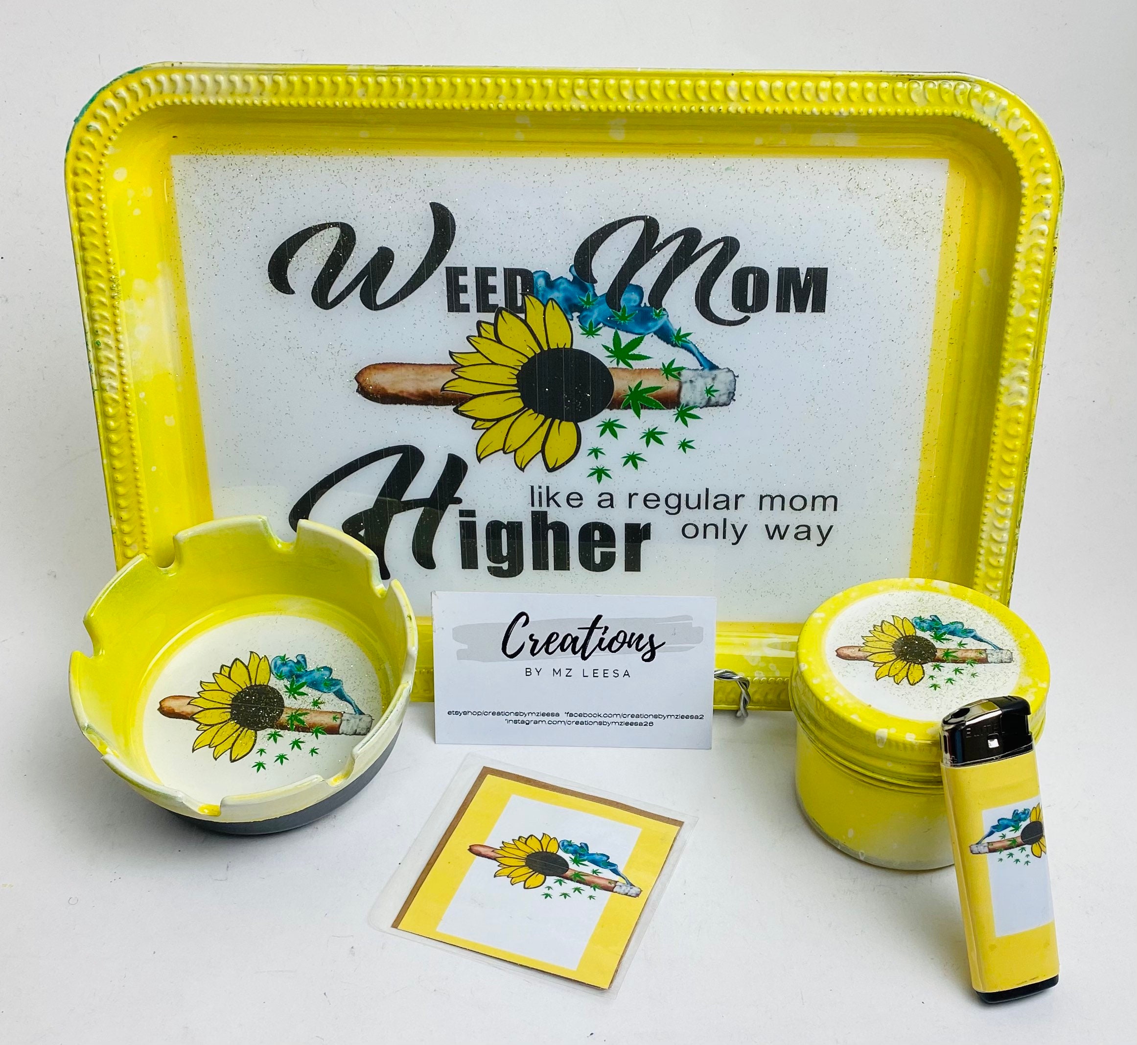 Rolling Tray Sets Sunflowers Weed Mom Personalized Holiday Etsy