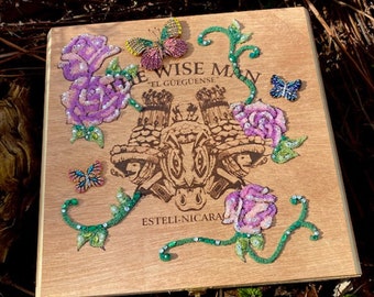 Rose Jeweled Cigar Box, Handcrafted Jewelry Box, Romantic Decor, Gift for Her, Vintage Style
