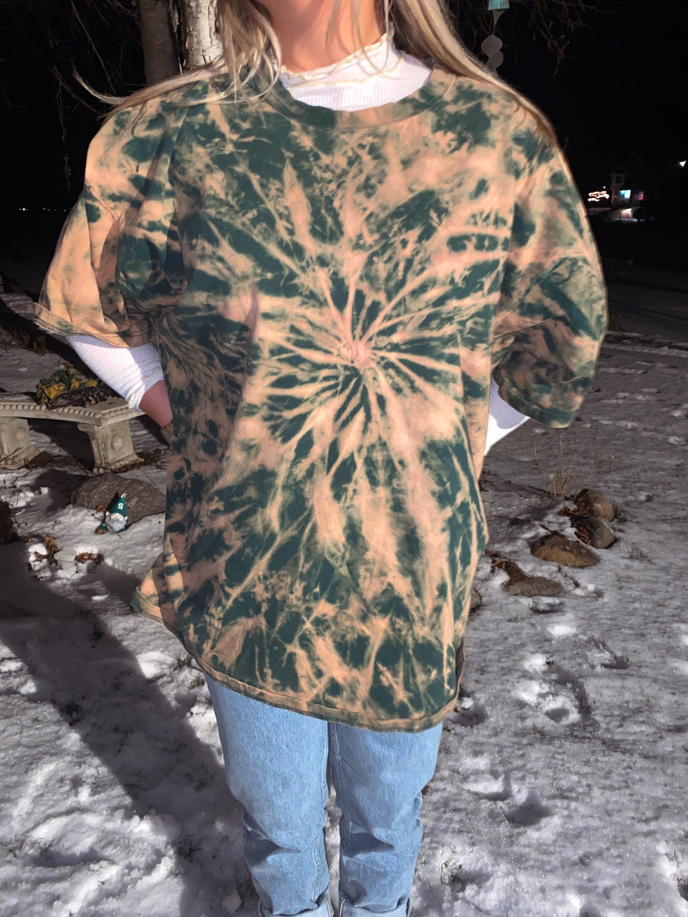 bleach tie dye green sweatshirt