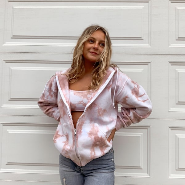 Custom Tie Dye Zip Up Sweatshirt / Bralette / Tie Dye Set