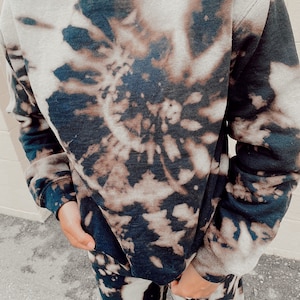 Reverse Tie Dye Sweatshirt / Bleach Dye Sweatshirt / Tie Dye Crewneck ...