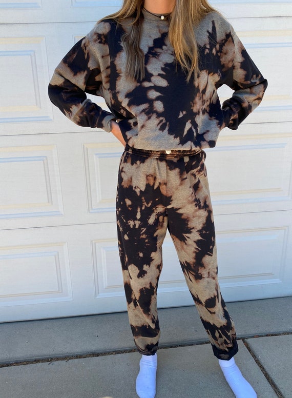 Tie Dye Set, Tie Dye Hoodie Set, Matching Sweatsuit Set, Tie Dye Jogger  Set, Tie Dye Crewneck Set, Purple Black Tie Dye, Tie Dye Sweatsuit 