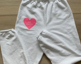 Ur Sweet Joggers / Pink & White Sweatpants / UR Sweet / Trendy Sweatpants / Girly Joggers / Pink Heart Joggers