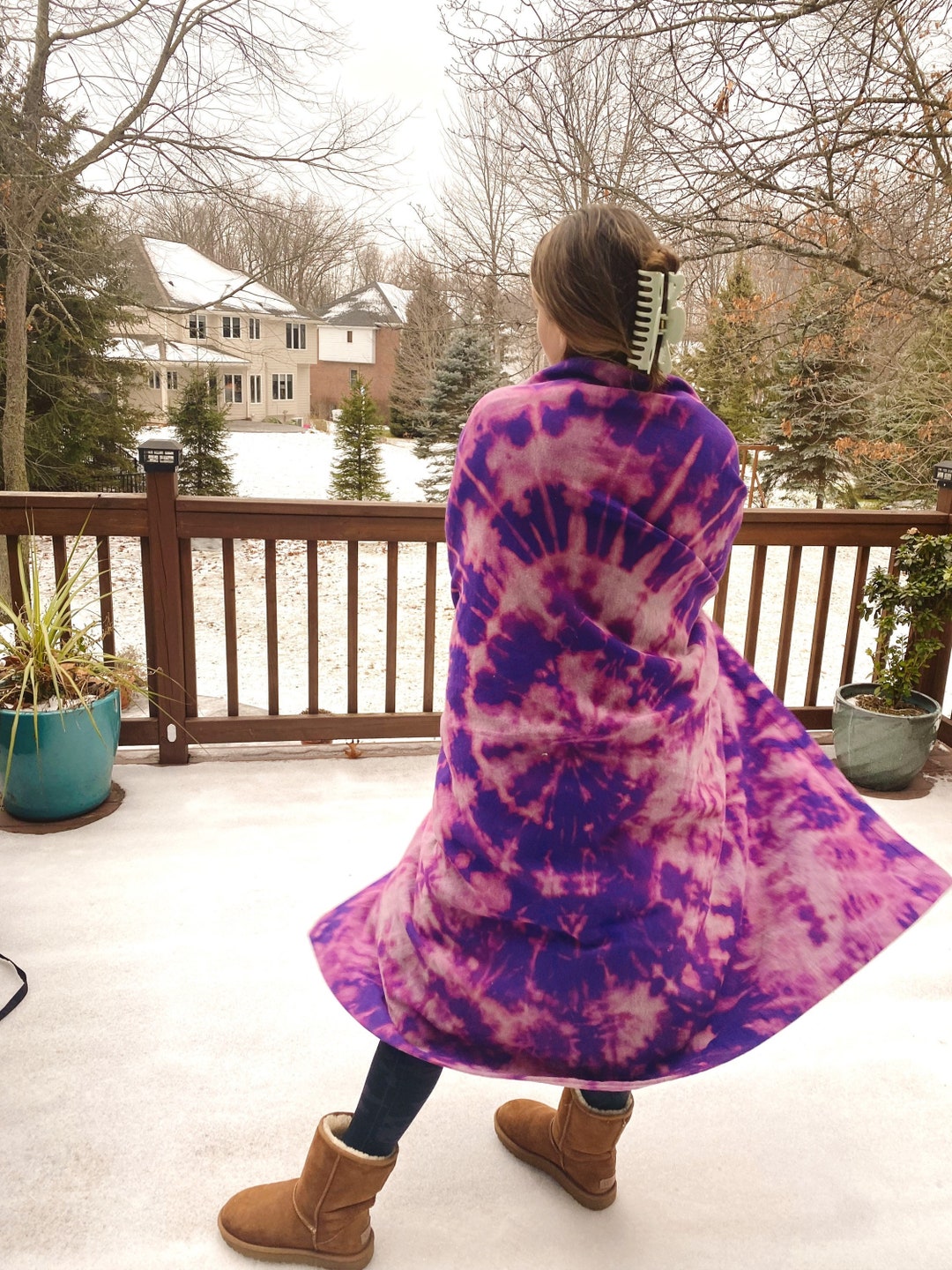 Reverse Tie Dye Blanket / Bleach Dye Blanket / Stadium Blanket Etsy