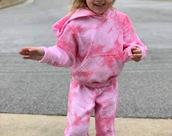 Youth Hooded Tie Dye Set /  Children's Tie Dye Hooded Sweatsuit / Kids Sweatshirt Sweatpants Set/ Tie Dye Loungewear