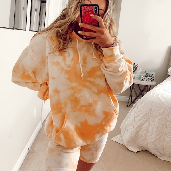 Tie Dye Hooded Sweatshirt/ Custom One Color Tie Dye Sweatshirt /Tie Dye Hoodie