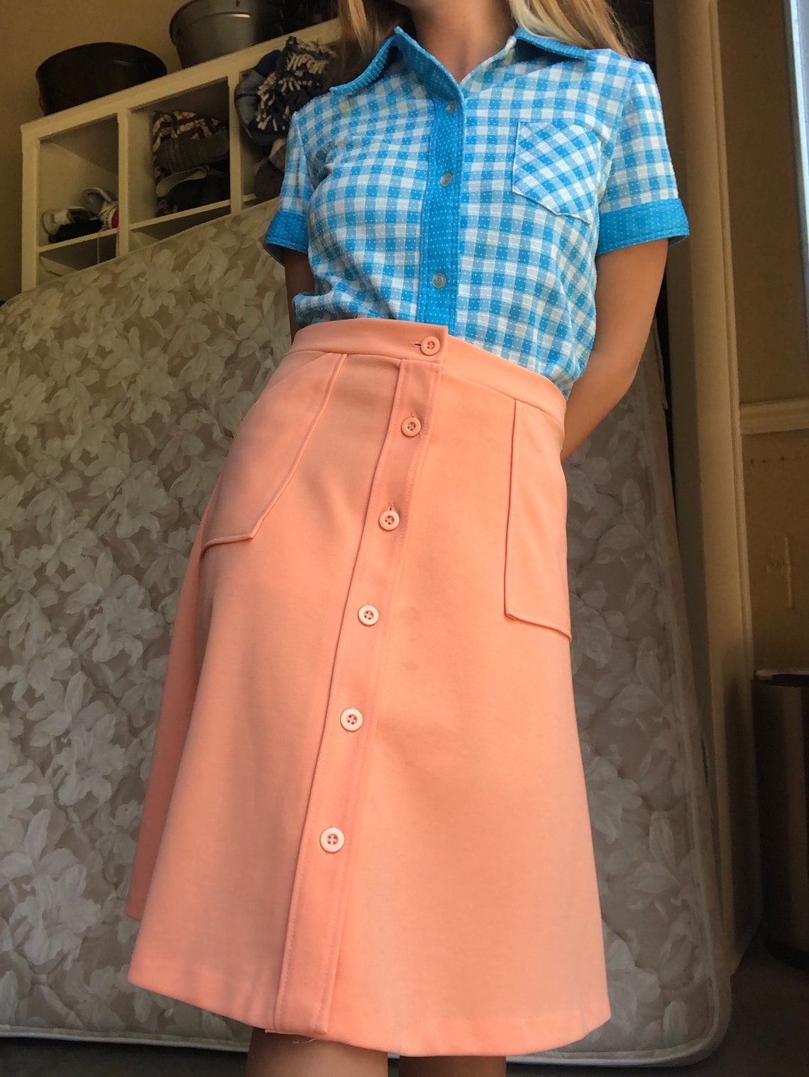 button up midi skirt