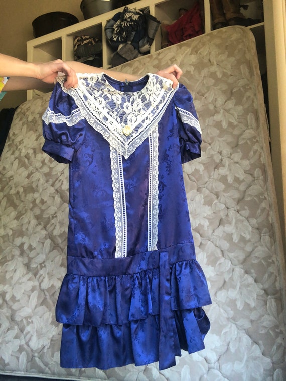 Romantic Blue Silk Prairie Dress