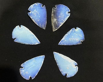Opalite Arrowhead Carving Stone: Crescent Gemstone for Jewelry (10 pcs)