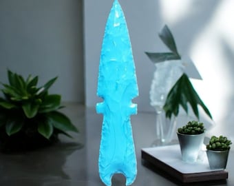 6&quot; Turquoise Opal Spearhead Arrowhead Healing Crystal Knife Blade Metaphysical Knife Shapes Gemstone Decor