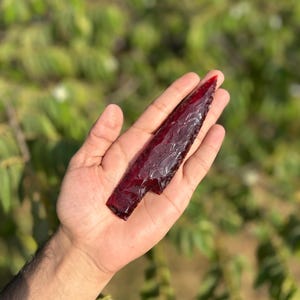 Hand Knapped Red Obsidian Athame Knife - 6&#39;&#39; Crystal Stone Knife