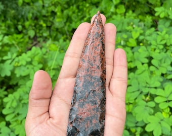 6" Mahogany Obsidian Arrowhead: Hand Carved Crystal Spear Head
