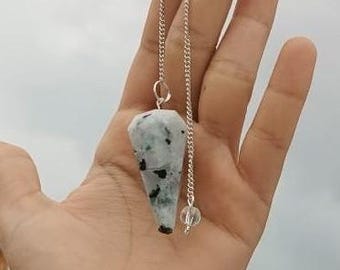 Rainbow Moonstone Pendulum: Faceted Crystal Divination Tool