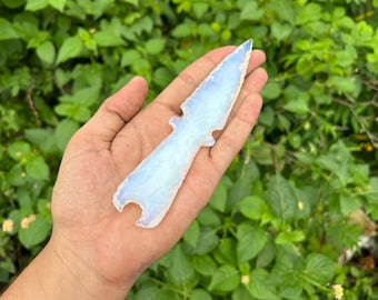 Handmade Opalite Crescent Arrowhead: Metaphysical Crystal (6 Inch)