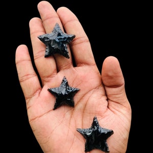 5 pcs Obsidian Stars, Black Obsidian Star Carving, Star Jewellry ,Crescent Star Gemstone, Bulk Carving Star, Bulk Crystal, Jewellry Making.