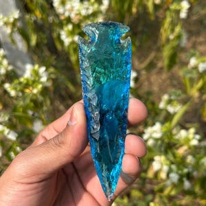 Aqua Obsidian Spearhead: 4&#39;&#39; Crystal Healing Gemstone