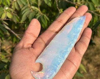 6''Opalite Knife, Handcrafted Blade For protection, Spiritual Healing And Metaphysical Practices, Hand Knapped Knife.