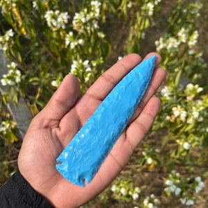 Turquoise Agate Arrowhead: Hand Carved Gemstone Spearhead (5.5-6 inch)