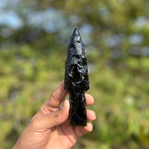 Black Obsidian Arrowhead: Healing Crystal Decor (6-10 Inch)