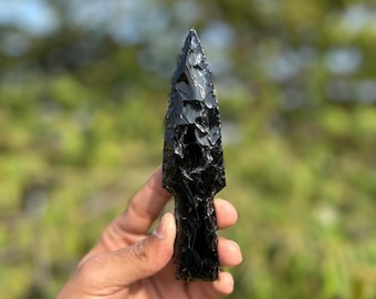 Black Obsidian Arrowhead: Healing Crystal Decor (6-10 Inch)