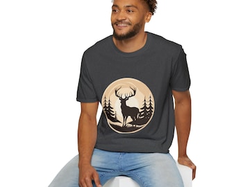 Camiseta estilo suave con ciervo del bosque - Camiseta gráfica de naturaleza