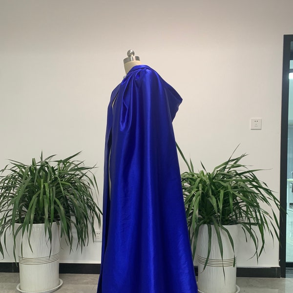 Wedding Cloak Satin Cloak Womens Satin Cloak Royal Blue Cloak Hooded Bridal Cloak