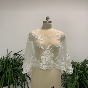 Summer Tulle Lace Bridal Bolero Shawls White/Ivory Elegant Wedding Jacket Cloak Evening Coats Capa
