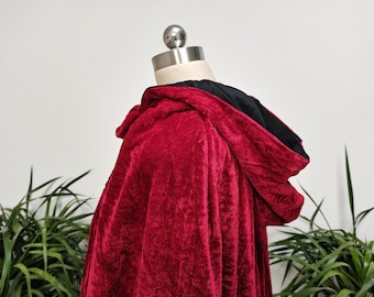 Mantello da sposa medievale, mantello di velluto, mantello da sposa invernale caldo da donna, mantello da sposa con cappuccio