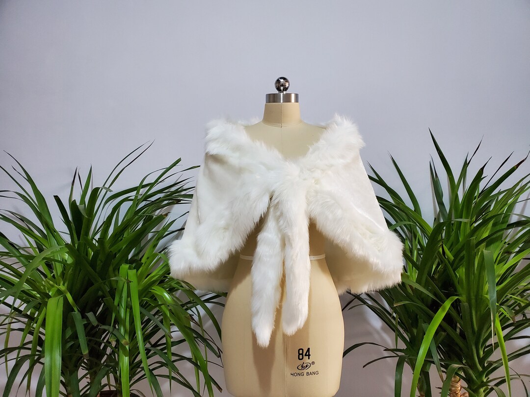 faux fur ivory shawl