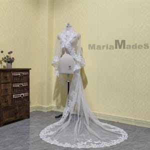 Wedding Lace Veil Cathedral 1 Layer Veil Ivory Bridal Lace Drape Veil White One Drop Veil