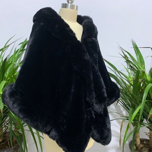 Schwarz / Weiß Winter Braut Shrug Kunstfell Hochzeit Frauen Warm Wrap Schals Braut Jacke Party Mantel Bild 4