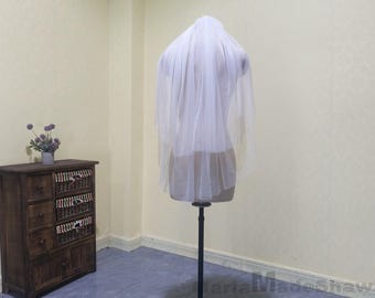 White Ivory Champagne Tulle Veil Two Layer Short Wedding Veil Soft Tulle Veil Elegant Bridal Veil