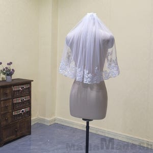 Elegant Bridal Lace Veil Single Layer Wedding Tulle Veil White Ivory Short Veil Wedding Accessories