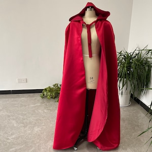 Wedding Cloak Hooded Cloak Satin Bridal Veil Red Wedding Cloak Medieval Wedding Cloak Wedding Party Bridal Cloak Wedding Accessories