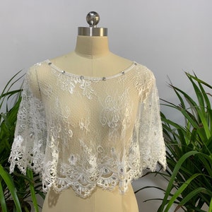 Wedding Lace Rhinestones Shawl Women Bridal Cape Cloak White/ivory Wrap Shrug Bridal Shawl