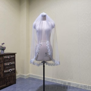 Bridal Veil White Lace Veil Ivory One Layer Lace Short Veil Women Wedding Tulle Veils With Comb
