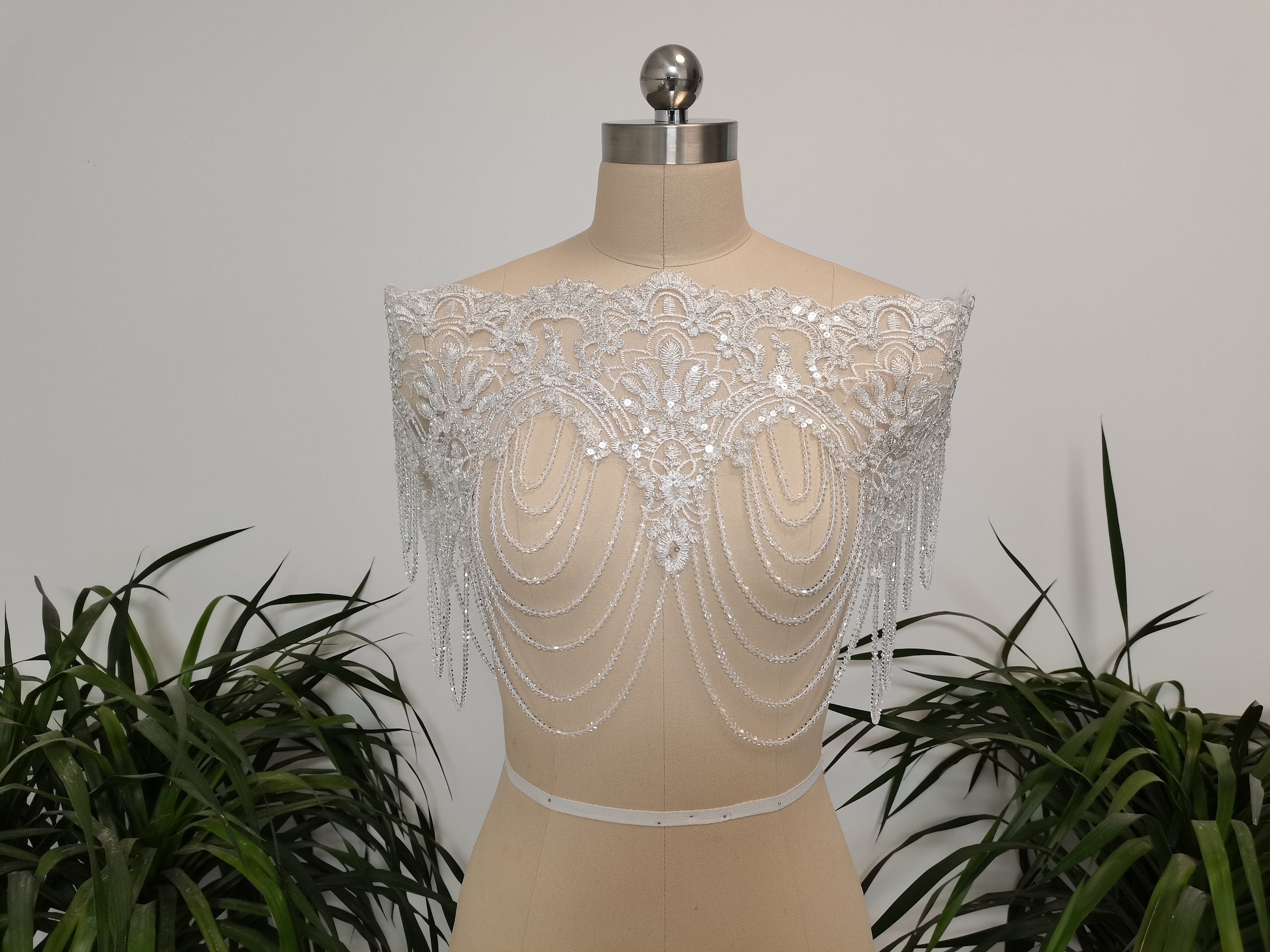beaded shawl for wedding dress BABEYOND 1920s Fashion Costume Beaded Pearl Evening Shawl for Special Occassion main image 0