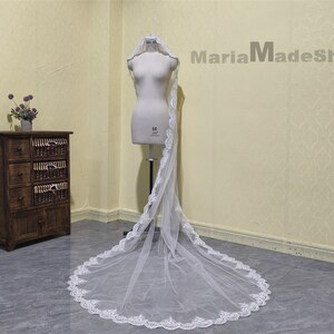 Voile de dentelle ivoire Voile de dentelle de mariage Voile de dentelle une couche blanc Voile de mariée cathédrale en dentelle