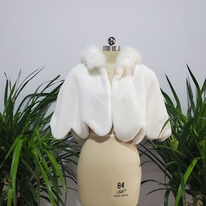 Scialle in pelliccia sintetica, bolero, coprispalle da sposa, mantella da sposa avorio, coprispalle in pelliccia invernale, mantella da damigella d'onore, coprispalle da sposa